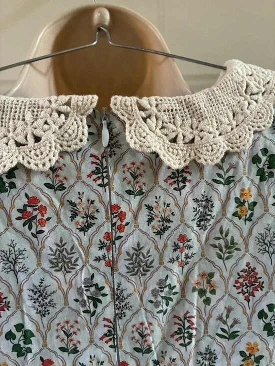 Ivy City Co Mae Dress Floral Lace Collar Puff Sleeve Cottagecore Size 14 - Picture 11 of 13